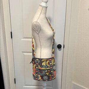 Vera Bradley Crossbody - Retired Flower Power Print - Brown/Orange/Blue